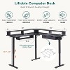 SinCiDo 60" L-Shaped Electric Standing Desk, Height Adjustable Corner Gaming Desk w/ Power Outlets, LED Lighting & 2 Drawers - 2 of 4