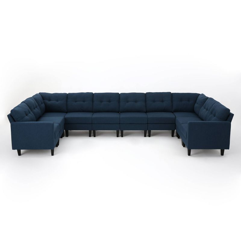 10pc Emmie Mid Century Modern U-Shaped Sectional Sofa Navy Blue - Christopher Knight Home, 1 of 7