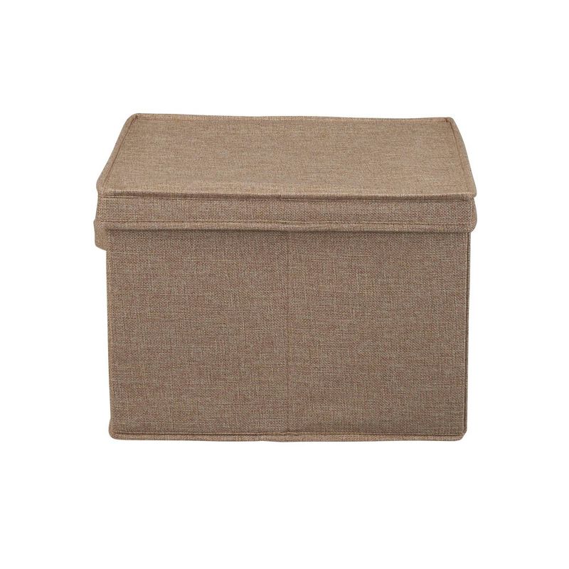 Household Essentials Set of 2 Square Storage Boxes with Lids Latte Linen, 6 of 9