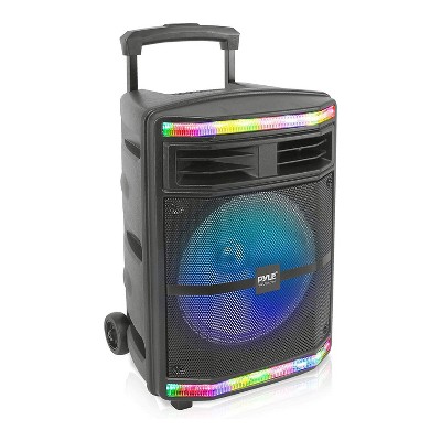 Pyle PPHP1044B 600 Watt Portable Indoor Outdoor Bluetooth Speaker System with Rechargeable Battery, 1/4-Inch Microphone Input, & Flashing Party Lights