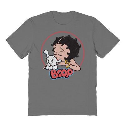 Betty Boop Men's Betty And Bimbo Short Sleeve Graphic Cotton T-shirt - Charcoal M
