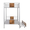PAGED Twin XL over Twin XL Bunk Bed Modern Metal Bed Frame with 2 Storage Drawers, Guardrail and Ladder for Bedroom - 4 of 4