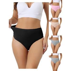 Allegra K Women's High Waist Tummy Control Stretch T-back Breathable Comfortable Thongs Multicolored - 1 of 4