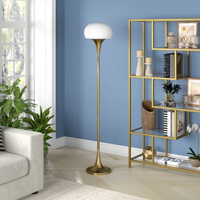 Hudson and Canal 66.63" Torchiere Floor Lamp with Glass Shade