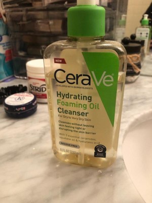 Cerave Hydrating Foaming Cleansing Oil Face Wash With Squalane Oil,  Triglyceride And Hyaluronic Acid For Dry To Very Dry Skin - 12 Fl Oz :  Target