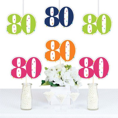 Big Dot of Happiness 80th Birthday - Cheerful Happy Birthday - Eighty Shaped Decorations DIY Colorful Eightieth Birthday Party Essentials - Set of 20