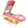 Paaaawaters Pink Vegetable Chopper, Multifunctional Fruit Slicer, Manual Food Grater, Vegetable Slicer, Cutter With Container - 2 of 4