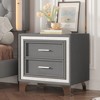 Mid Century Vintage Nightstand with Silver Glitter Strip Decor and Metal Legs, Velvet Bedside Table with 2 Drawers, End Table for Bedroom - 3 of 4