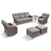 Belord 6 Pieces Patio Furniture Set with 5" Thick Cushions, Wicker Patio Set with Swivel Gliding Rocker Chairs, Sofa, Ottoman and Accent Side Table - 3 of 4