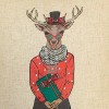 18"x18" Reindeer Girlfriend Plaid Square Throw Pillow Natural/Red - Edie@Home - 3 of 4