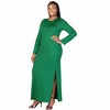 Plus Size Long Sleeve Side Slit Fitted Black Maxi Dress - 24seven Comfort Apparel™ - 2 of 4