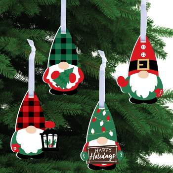 Big Dot of Happiness Red and Green Holiday Gnomes - Christmas Decorations - Christmas Tree Ornaments - Set of 12