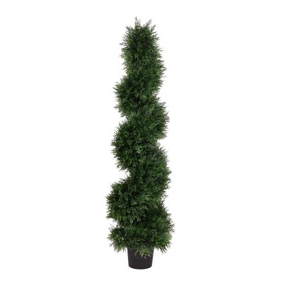 Artificial Cedar Spiral On Pot (UV) (4') - Vickerman