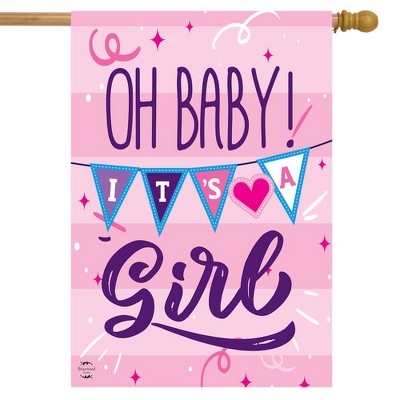 Baby Girl Pink and Purple Polyester House Flag