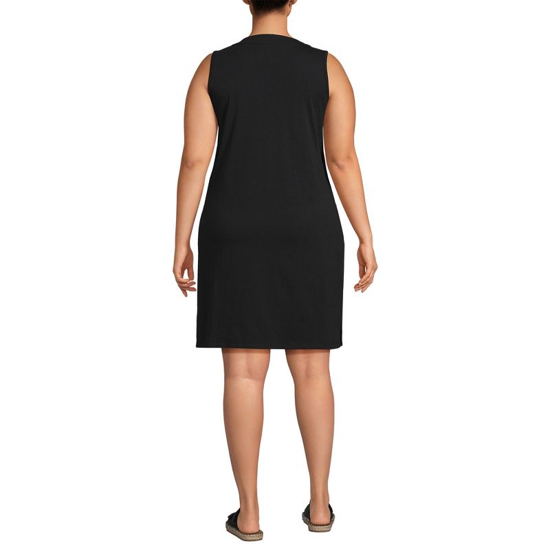 Lands' End Women's Cotton Jersey Sleeveless Swim Cover-up Dress, 2 of 4