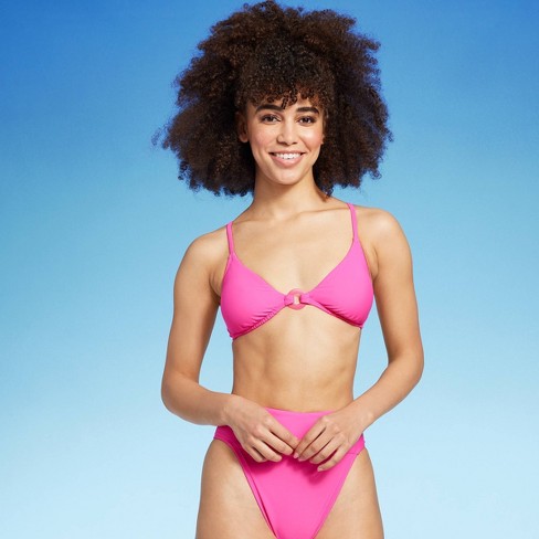 Women's Heart Shaped Gem Embellished Triangle Bikini Top - Wild Fable™ Pink  M