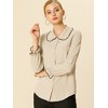 Allegra K Women's Sweet Ruffle Peter Pan Collar Long Sleeves Button Down Shirt - 2 of 4