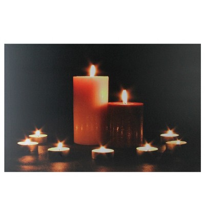 Northlight LED Lighted Flickering Pillar and Tea Light Candles Canvas Wall Art 23.5" x 15.5"