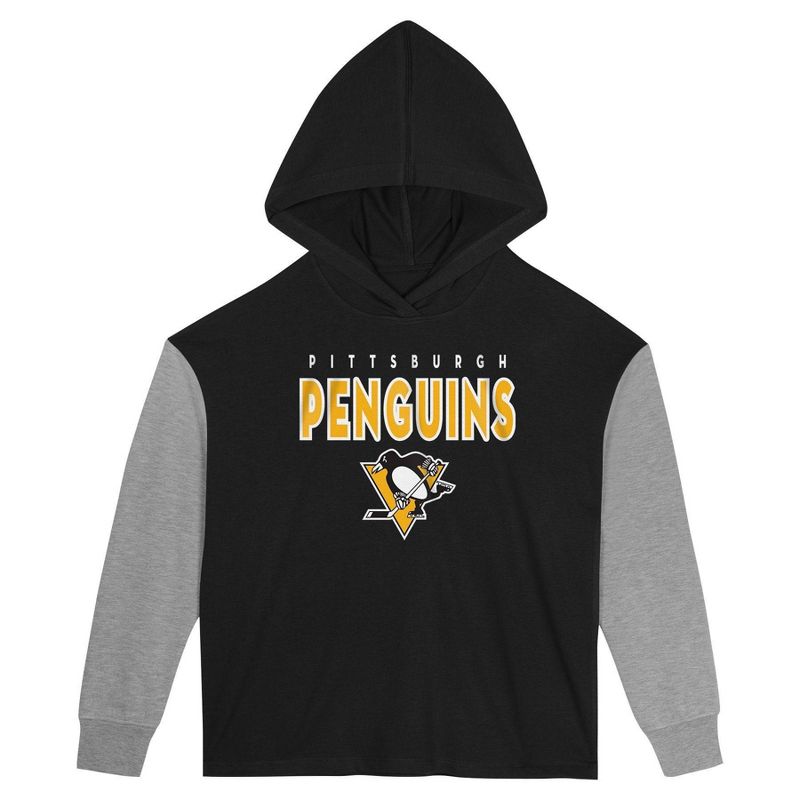 NHL Pittsburgh Penguins Girls&#39; Long Sleeve Poly Fleece Hooded Sweatshirt, 2 of 4