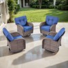 Belord Patio Swivel Gliding Rocker Chairs Set of 4, Wide Backrest Swivel Outdoor Chairs with All Weather Brown Wicker and Comfort Thick Cushion - 3 of 4
