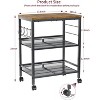 Kitchen Rolling Cart with Storage, 3 Tier Microwave Stand on Lockable Wheels, Small Utility Cart - 2 of 4