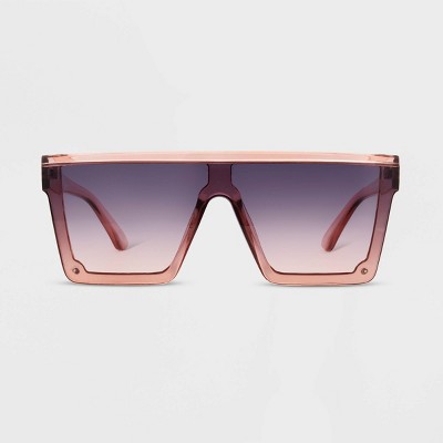 Photo 1 of Womens Shiny Plastic Shield Sunglasses - Universal Thread Rose Pink