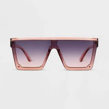 Women's Shiny Plastic Shield Sunglasses - Universal Thread™ Rose Pink