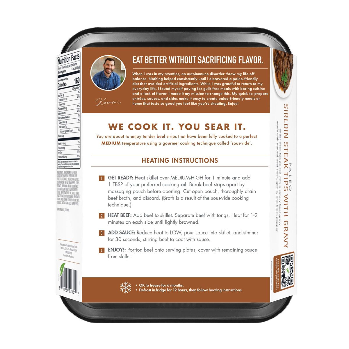 Kevin's Foods Gluten Free Sirloin Steak Tips with Gravy - 16oz: High Protein - thumbnail 4