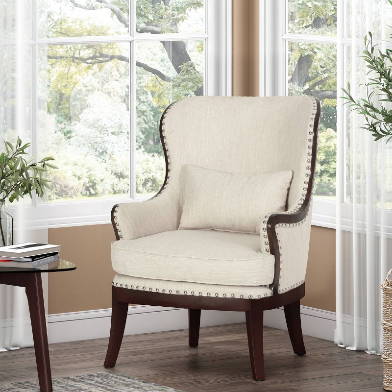 Mantua Contemporary Fabric Upholstered Accent Chair with Nailhead Trim - Christopher Knight Home, 3 of 11