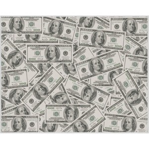 Well Woven Money Collection Hund Dollar Bill Collage 2006 Version Green Area Rug - 1 of 4
