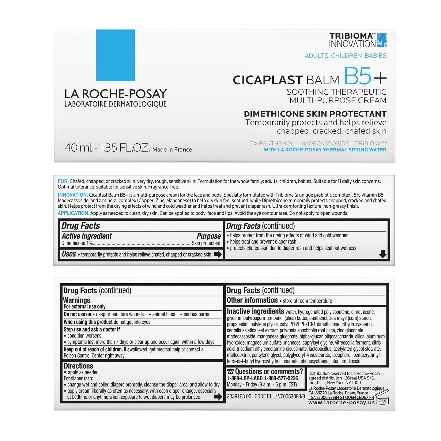 Успокаивающий бальзам La Roche Posay Cicaplast с витамином B5, дорожный формат, 1.35 oz, цвет: Кремовый — фото 2