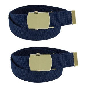 CTM Kids' Cotton Adjustable Belt with Brass Military Buckle (Pack of 2) - 1 of 3