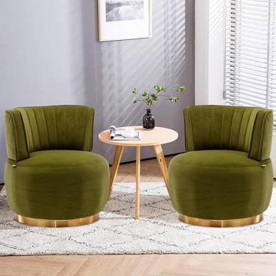 Swivel Barrel Sofa Chairs,360 Degree Swivel Armchair Cuddle Chairs With Wide Upholstered,Fluffy Velvet Fabric Chair-Chaddlewood