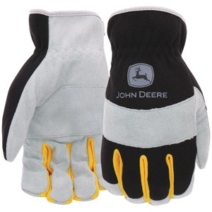 John Deere  Men's Large Cowhide Leather Black Work Glove JD86020-L - 1 of 2