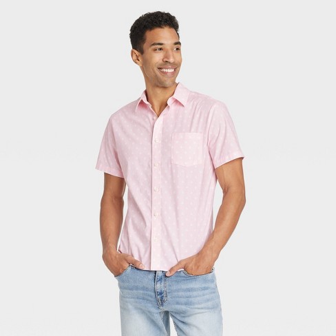 Men's Floral Print Short Sleeve Slim Fit Button-down Shirt - Goodfellow &  Co™ Pink M : Target