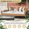 Acacia Wood Patio Swing Bed, Modern Porch Swing Hanging Daybed with 16.4ft Hemp Ropes & Ergonomic Backrest for Garden, Backyard, Black - 2 of 4
