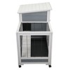 DOMETOUR Wooden Rabbit Hutch, Outdoor Pet Bunny House Wooden Cage with Ventilation Gridding Fence, Openable Door, Cleaning Tray, Gray - 3 of 4