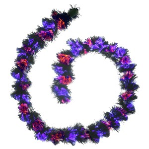 9 ft. Black Fiber Optic Garland with Purple and Orange Lights - 1 of 4