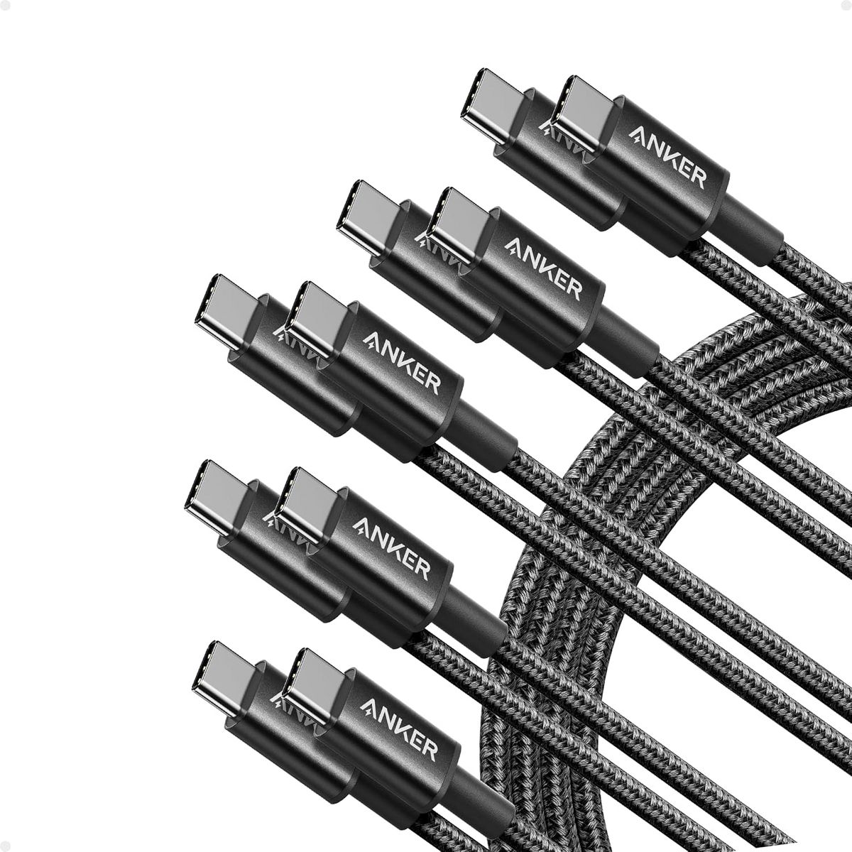 Anker USB C to USB C Cable, Type-C 60W Fast Charging Cable (6 FT, 5Pack)