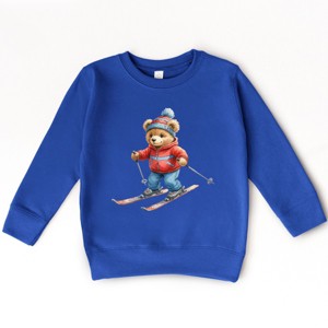 Skiing Bear Watercolor - Toddler Graphic Sweatshirt - 1 of 4