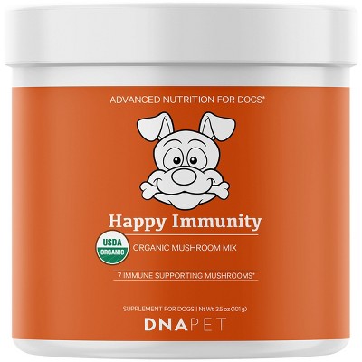 DNA PET Happy Immunity USDA Certified Organic Mushroom Powder for Dogs, Immune Support Mix - 3.5 oz