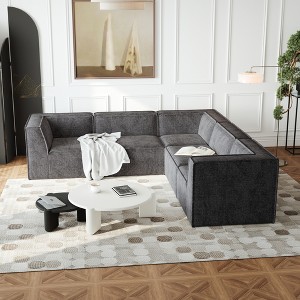 106" Chenille Modular L-Shaped Sectional Sofa, 5-Piece Oversized Floor Couch Set, No Assembly, Free Combination for Living Room & Bedroom - 1 of 4