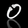 Slickblue Petite Rhodium CZ Open Cuff Ring for Women, Clear Round Stone, Silvertone, Contemporary Style, Sizes 5-10 - 3 of 3