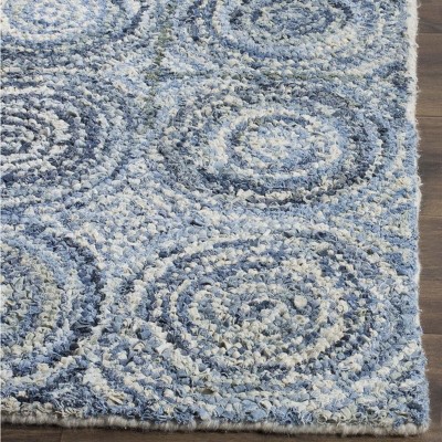 Blue Hand-Tufted Wool and Cotton 8' x 10' Area Rug