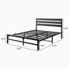 FURNIinspire Beds Modern Queen Size Platform Bed Frame Minimalist Bedframe with Rustic Vintage Wood Headboard, Black, 82.5"*59.7"*37.6" - 3 of 4