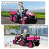 Kids Ride On Tractor with Trailer, 12V Battery Powered Car Vehicle Toys with Remote Control, Dual Motors - 2 of 4