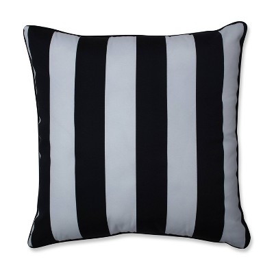 25" Cabana Stripe Floor Pillow Black - Pillow Perfect