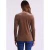 INSPIRE CHIC Women's Solid Round Neck Stretchy Long Sleeve Velvet Blouse - 4 of 4