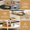 Hausource 35.4" Round Lift-Top Coffee Table with Hidden Storage, 2-Tier Farmhouse Style Table,White - 4 of 4