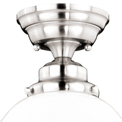 Huntley 12" Satin Nickel Farmhouse Semi Flush Mount Light